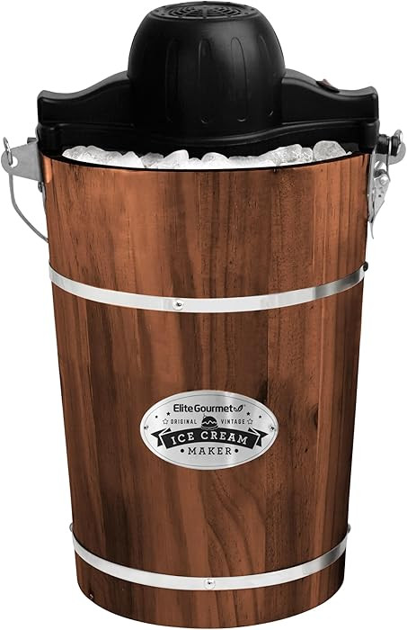 Elite Gourmet EIM949 Old Fashioned 6 Quart Vintage Walnut Wood Bucket, Electric Ice Cream Maker M... | Amazon (US)
