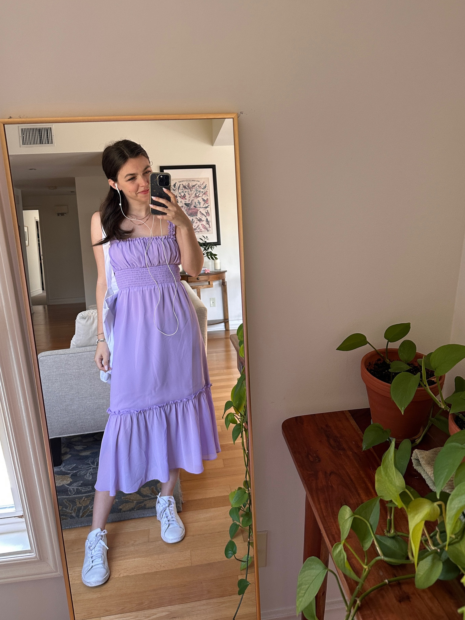knee length dresses for ladies Ellie Dusty Purple Floral Midi Dress main image 0