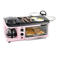 Nostalgia Retro 3-in-1 Family Size Breakfast Station, Coffeemaker, Griddle, Toaster Oven, Pink | Amazon (US)