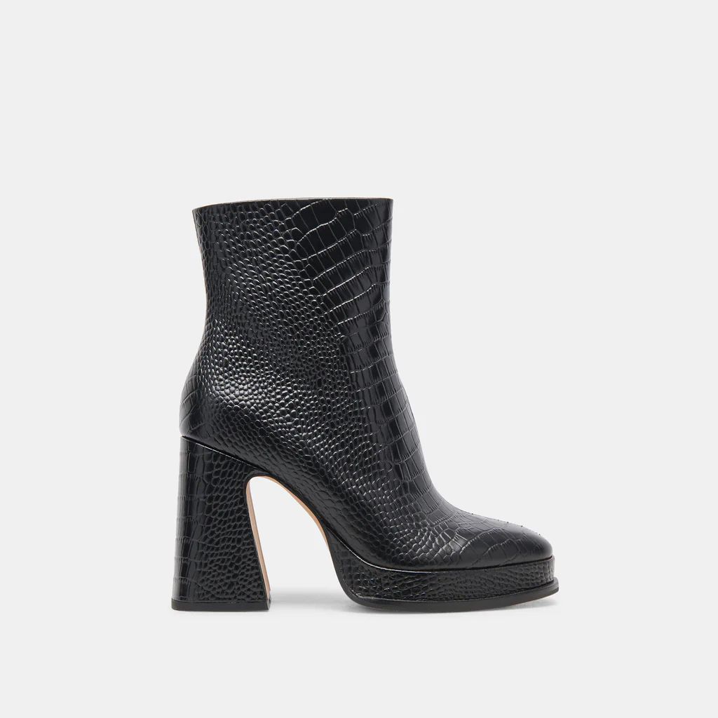 LOCHLY BOOTS NOIR EMBOSSED LEATHER | DolceVita.com