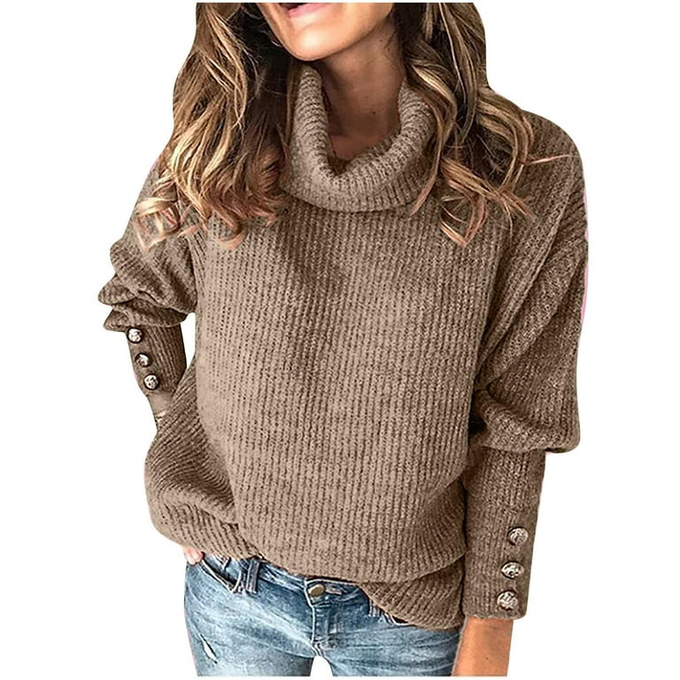 Odeerbi Clearance Sweaters For Women Turtleneck Sweater Knitted Jumper Sweater Long Sleeve Elegan... | Walmart (US)