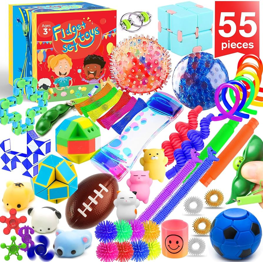 PP PHIMOTA Sensory Toys Set 55 Pack, Stress Relief Fidget Hand Toys for Adults and Kids, Sensory ... | Amazon (US)