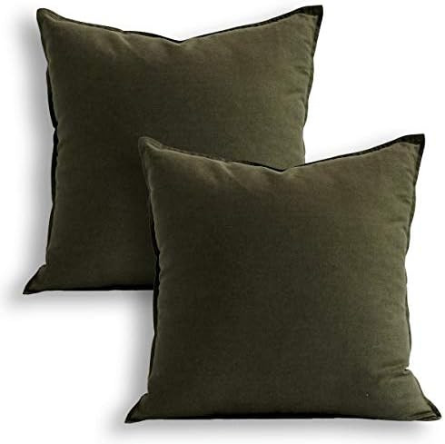 Amazon.com: Jeanerlor Set of 2 Decorative Cotton Linen Couch 26"x26" Throw Pillow Case for Sofa D... | Amazon (US)