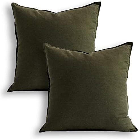 Amazon.com: Jeanerlor Set of 2 Decorative Cotton Linen Couch 26"x26" Throw Pillow Case for Sofa D... | Amazon (US)