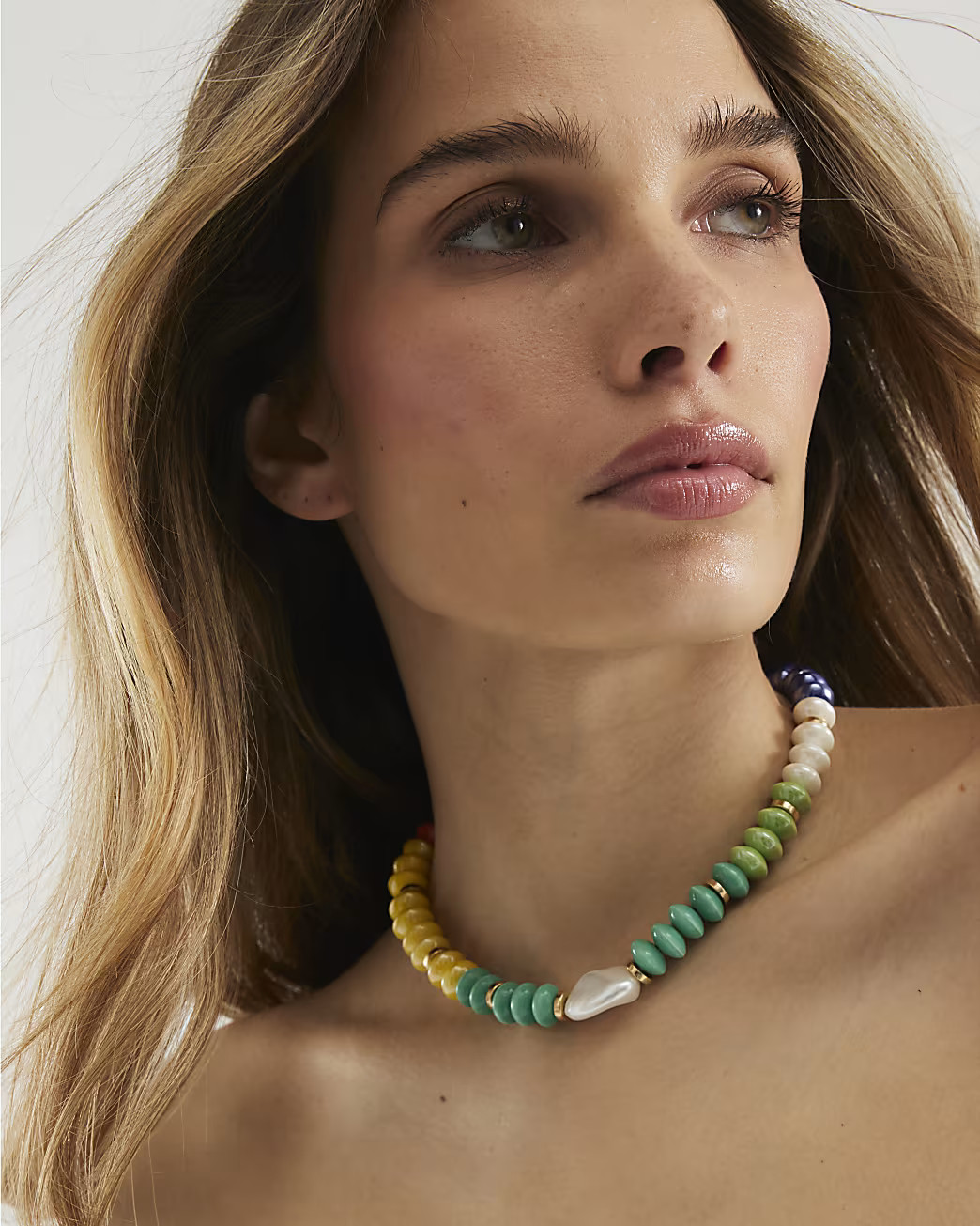 Green Bright Beaded Pearl Necklace | River Island UK & IE