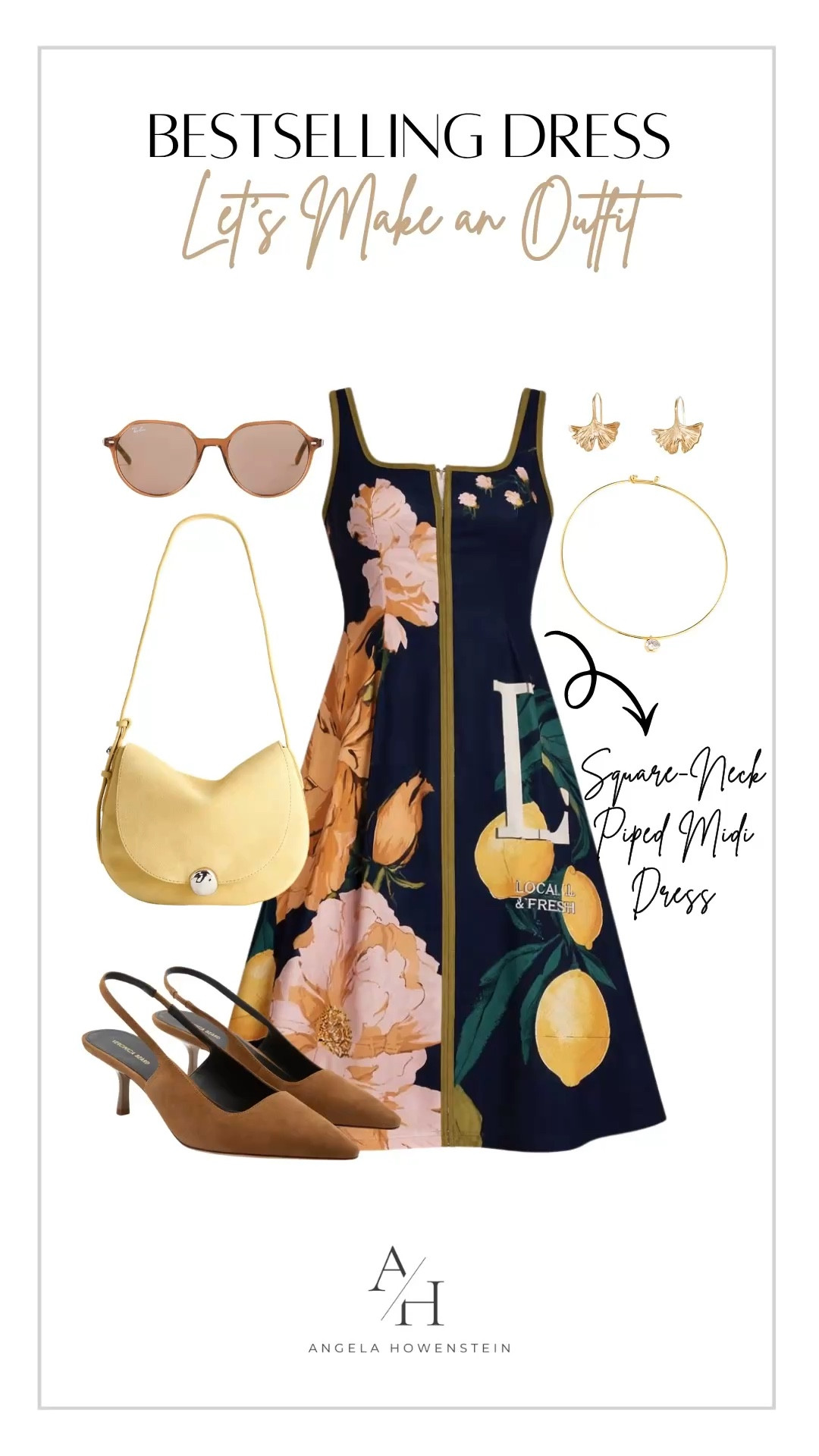 Square neck midi dress outfit (Floral summer look).

#LTKootd #LTKOver40