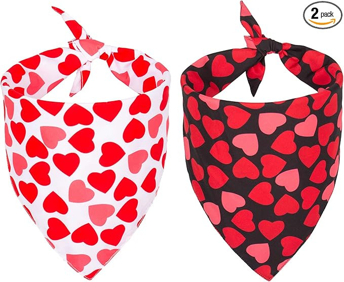 PTDECOR Valentine Dog Bandana, Multi Size, Reversible Triangle Bibs Scarf Valentine Bandanas for ... | Amazon (US)