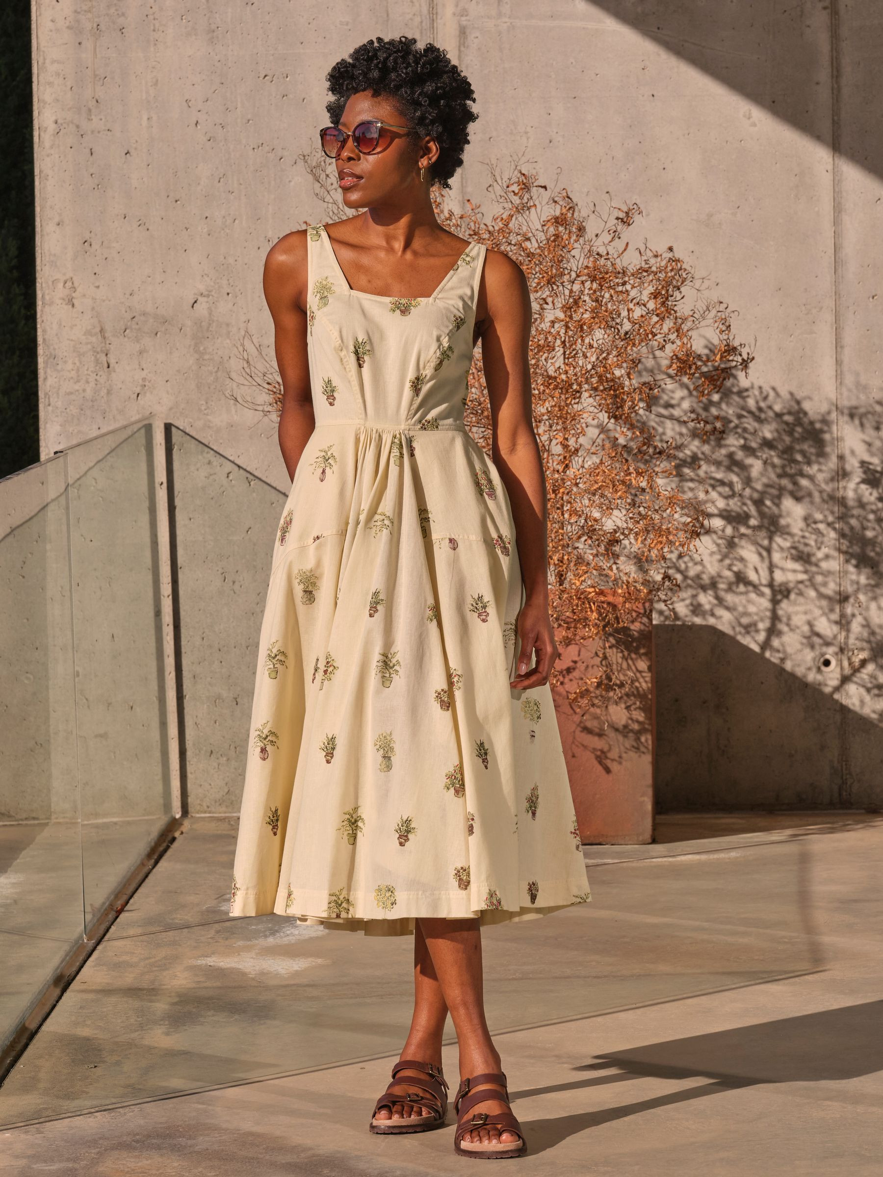 Maria Ivory Plants Midi Dress | FatFace | Fat Face