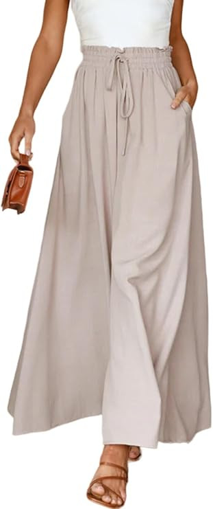 YOCUR Women Summer Beach Vacation Pants High Waisted Wide Leg Pants Printed Loose Flowy Casual Pa... | Amazon (US)