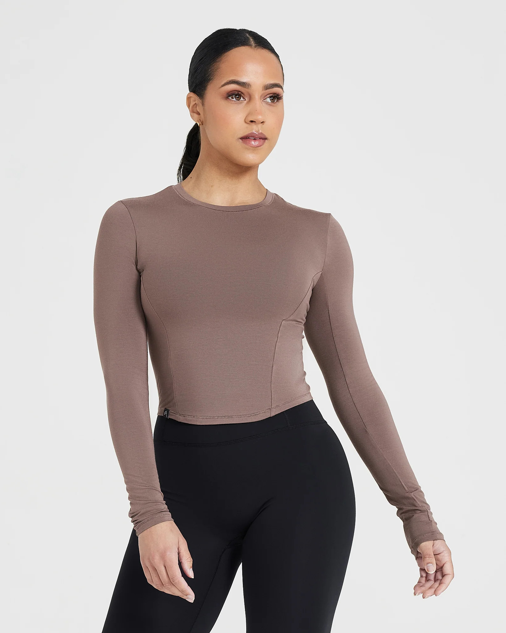 Mellow Soft Mid Long Sleeve Top 
 Cool Brown | Oner Active (UK / US)