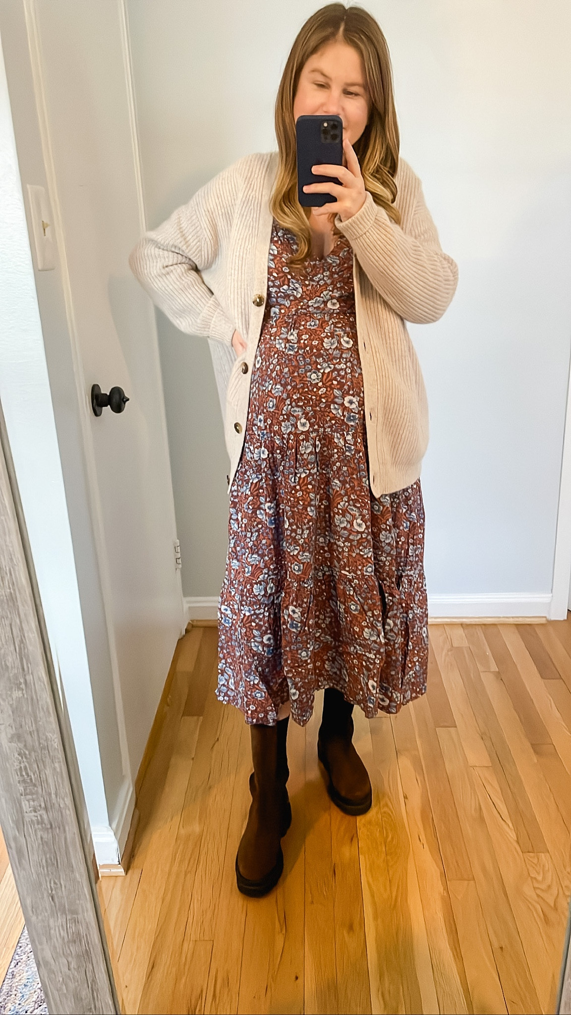 The perfect Thanksgiving outfit and it’s bump friendly! You could also wear the dress alone or with a sweater coat. I’m wearing size XS regular in the dress. Size down as it’s oversized. 

Thanksgiving outfit, maternity, bump friendly, cardigan on sale

#LTKHoliday #LTKSeasonal #LTKstyletip
