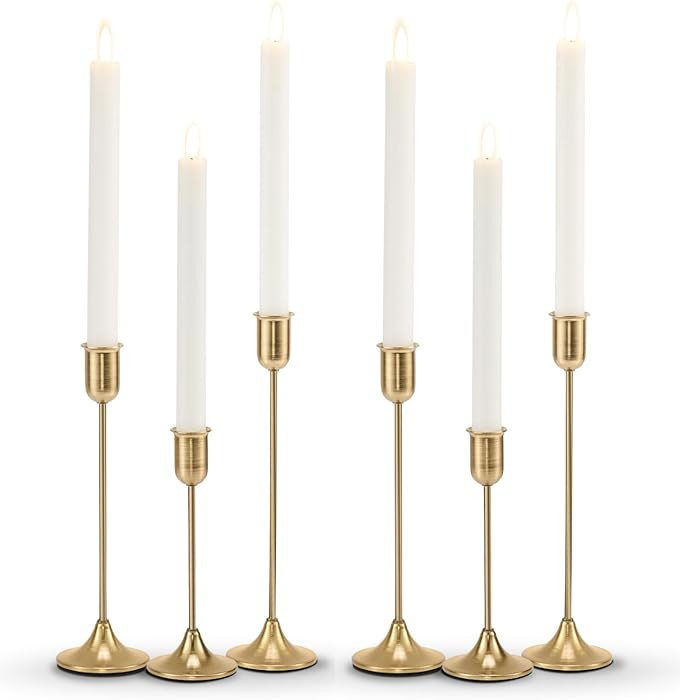Candlestick Holders, Taper Candle Holders Set of 6, Vintage Gold Candle Sticks Holder Decor for T... | Amazon (US)
