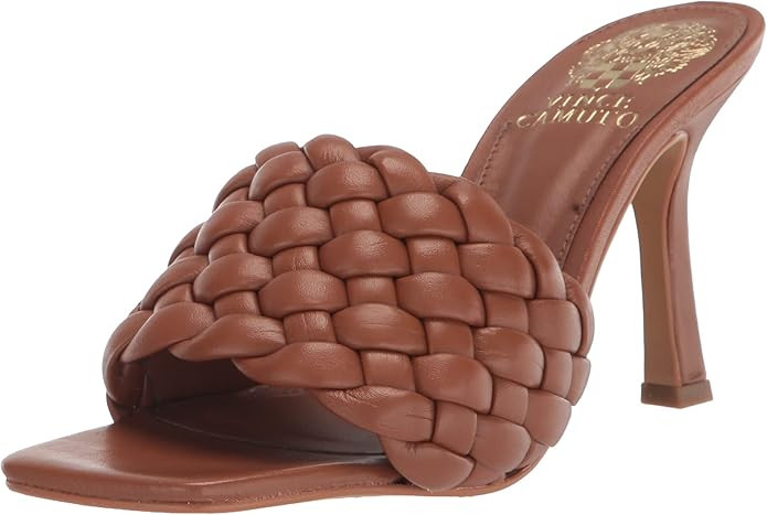Amazon.com | Vince Camuto Women's Footwear Women's Brinela Woven High Heel Mule Heeled Sandal, Cr... | Amazon (US)