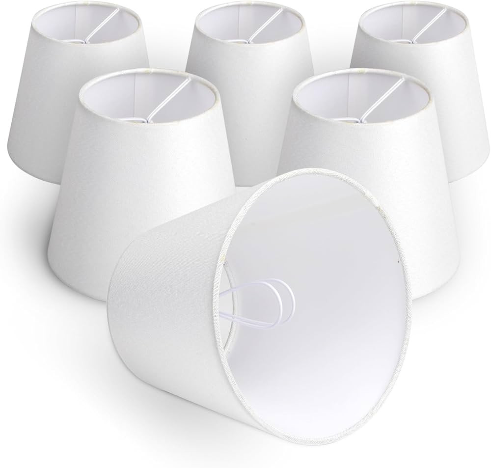 Chandelier Shades 6 Pcs, 4" X 6" X 5" Small White Lamp Shades Clip-on Bulb Only For Candelabra Bu... | Amazon (US)