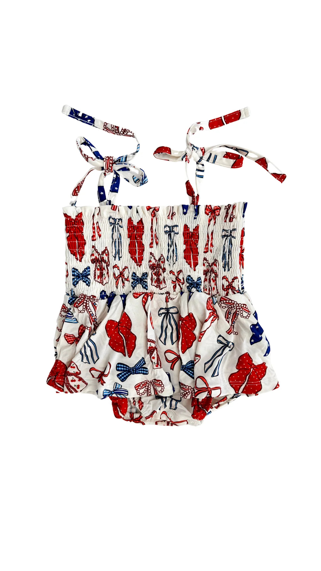 Red White & Blue Smocked Twirl Romper | In My Jammers