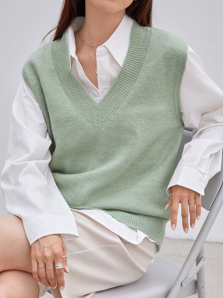 DAZY Solid Ribbed Knit Sweater Vest Without Blouse
       
              
              $13.49   ... | SHEIN