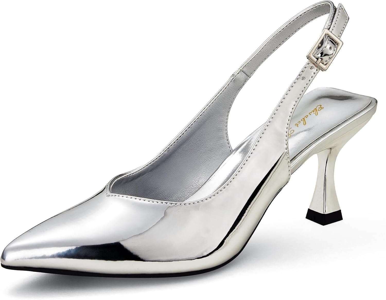Elisabet Tang Women's Kitten Heel Slingback Low Pumps 3 Inches Stiletto Pointed Closed Toe Elegant Dressy Bridal Wedding Party Shoes | Amazon (US)