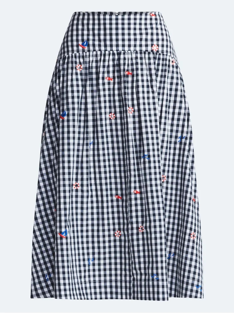 Free Assembly Women's and Women's Plus Embroidered Cotton Midi Skirt, Sizes 0-26W | Walmart (US)