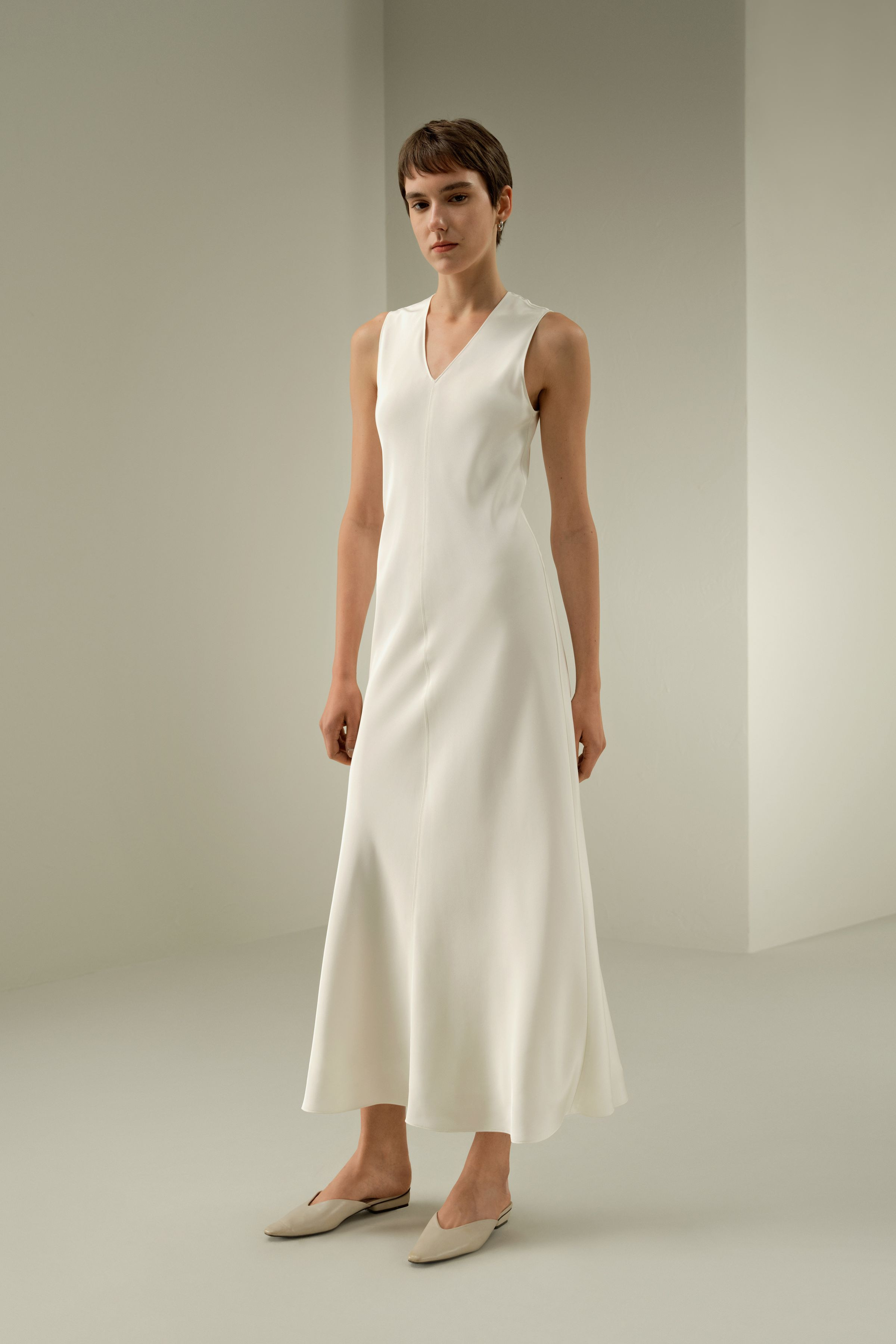 V-Neck Silk Long Dress | LILYSILK