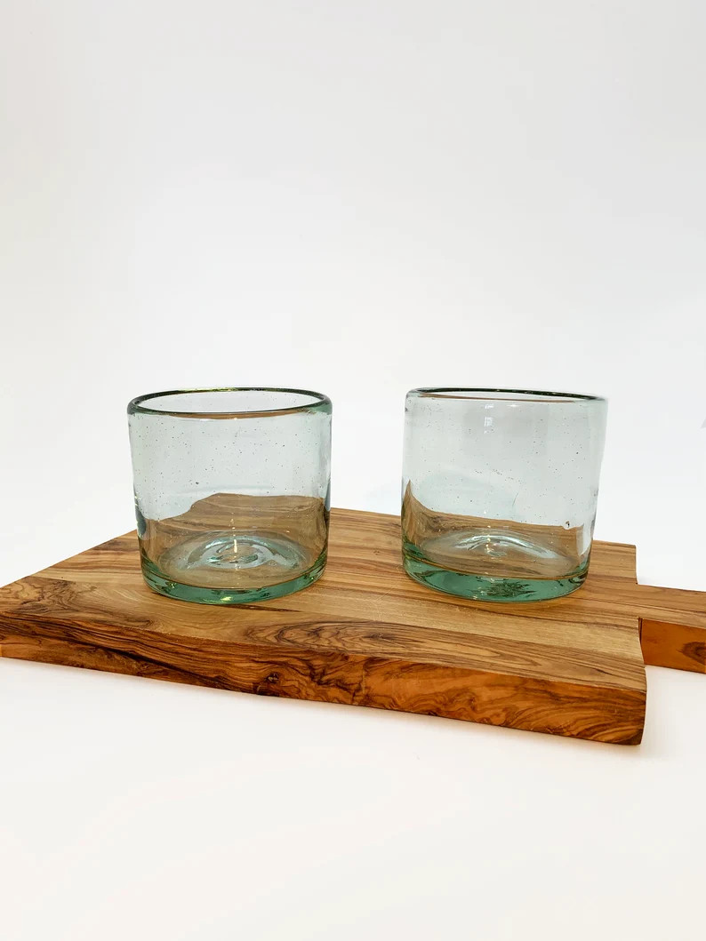Clear Handblown Recycled Glasses Rocks/cocktail Glass Set - Etsy | Etsy (US)