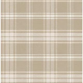 CASA MIA Casa Mia Tartan Beige and Off White Paper Non Pasted Strippable Wallpaper Roll (Cover 56... | The Home Depot