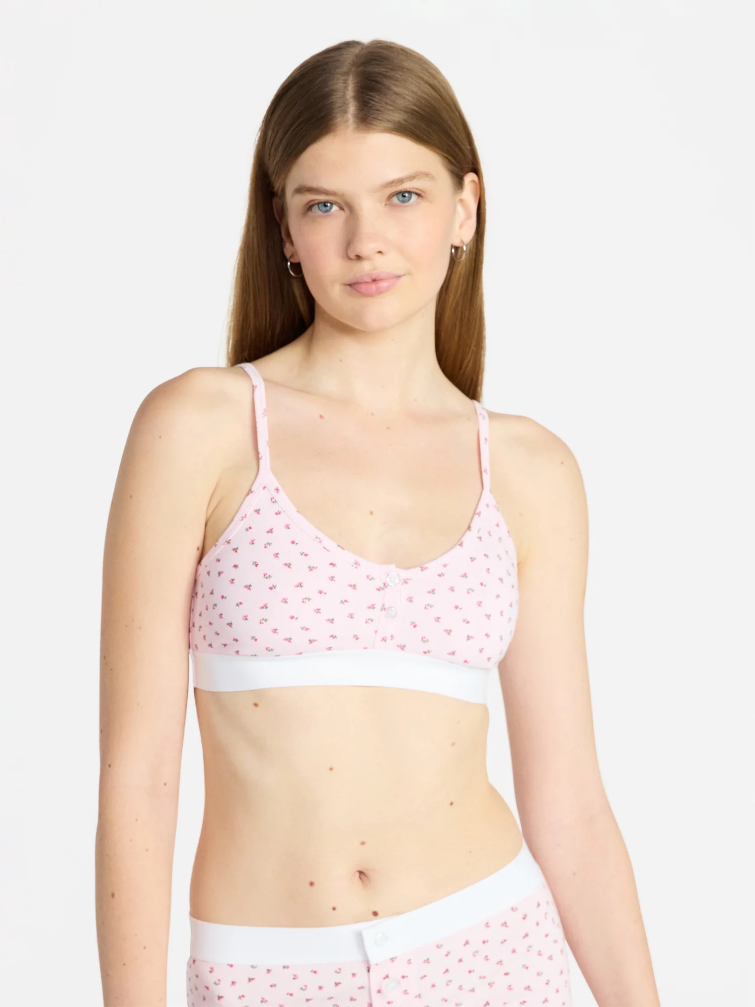 No Boundaries Women's Cotton Jersey Triangle Bralette w/Buttons Sizes XS-XXXL | Walmart (US)