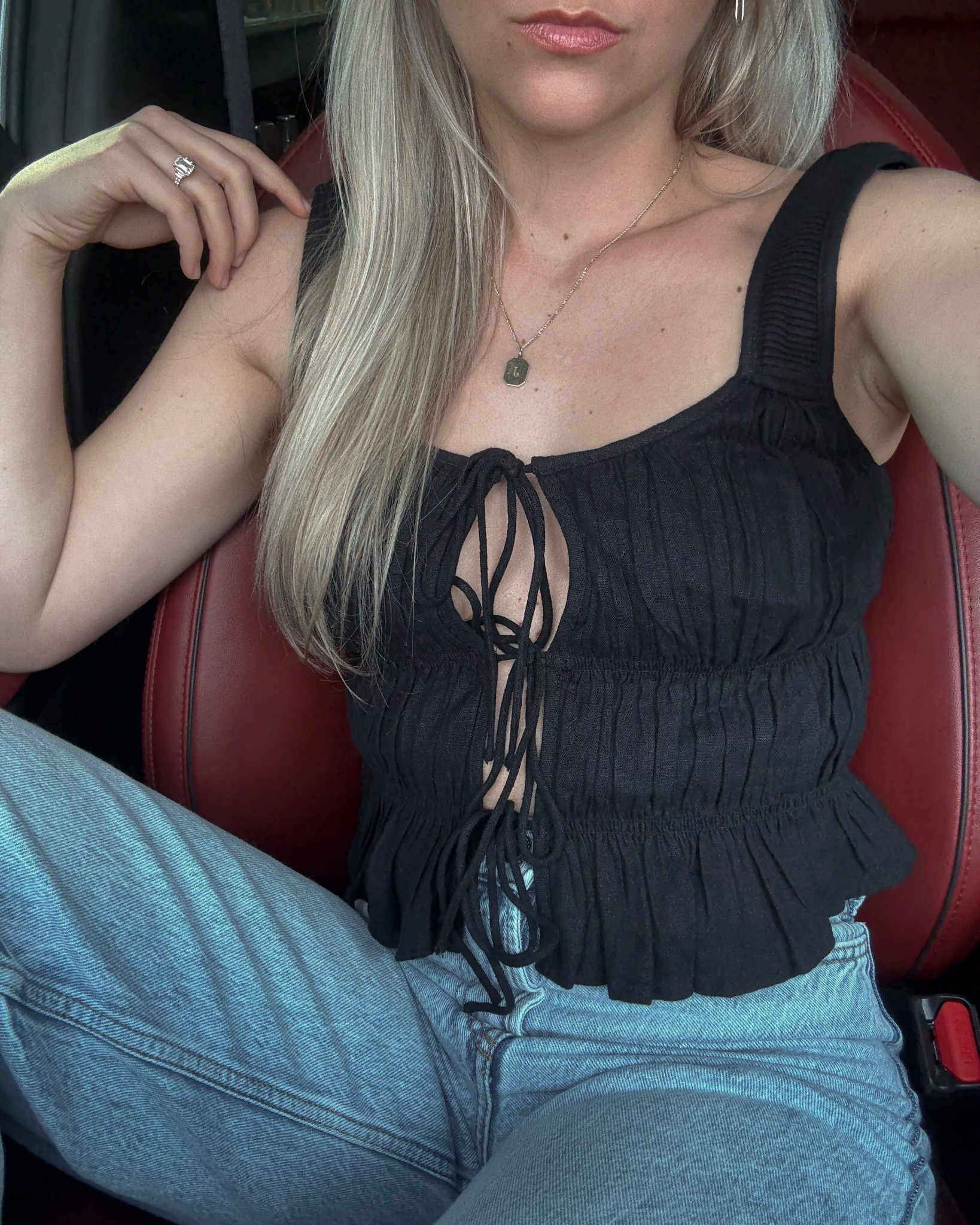 Minimalist outfit, spring outfit, tie front top, summer outfit, summer fashion 2025, girly outfits, trendy outfits 

#LTKSummerEdit