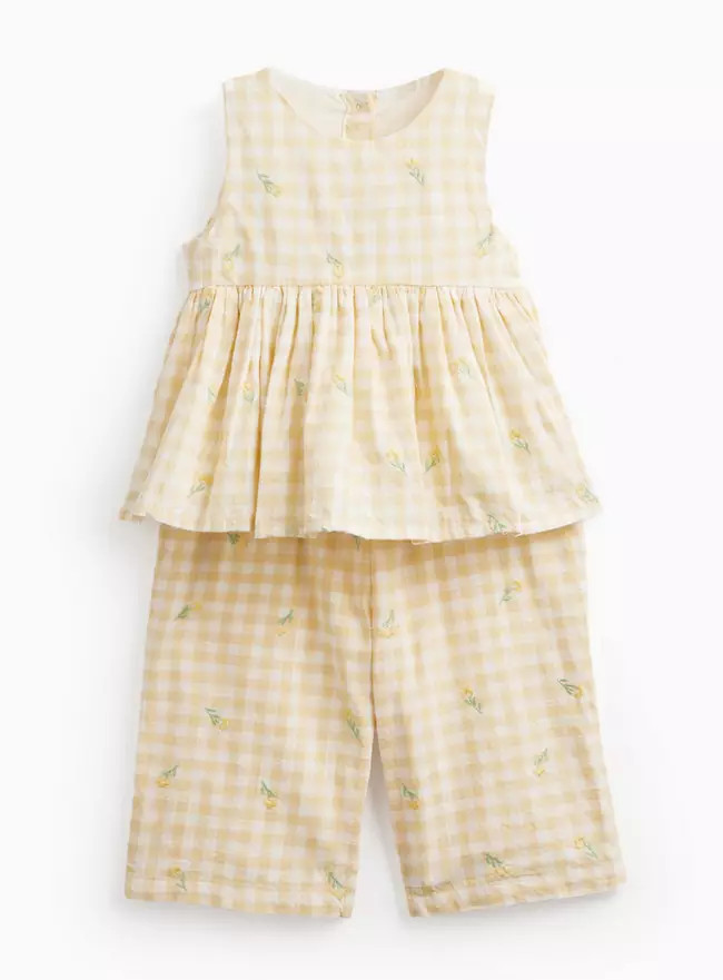 Buy Lemon Gingham Top & Trouser Set 12-18 months | Baby Holiday Clothes | Tu | Tu Clothing