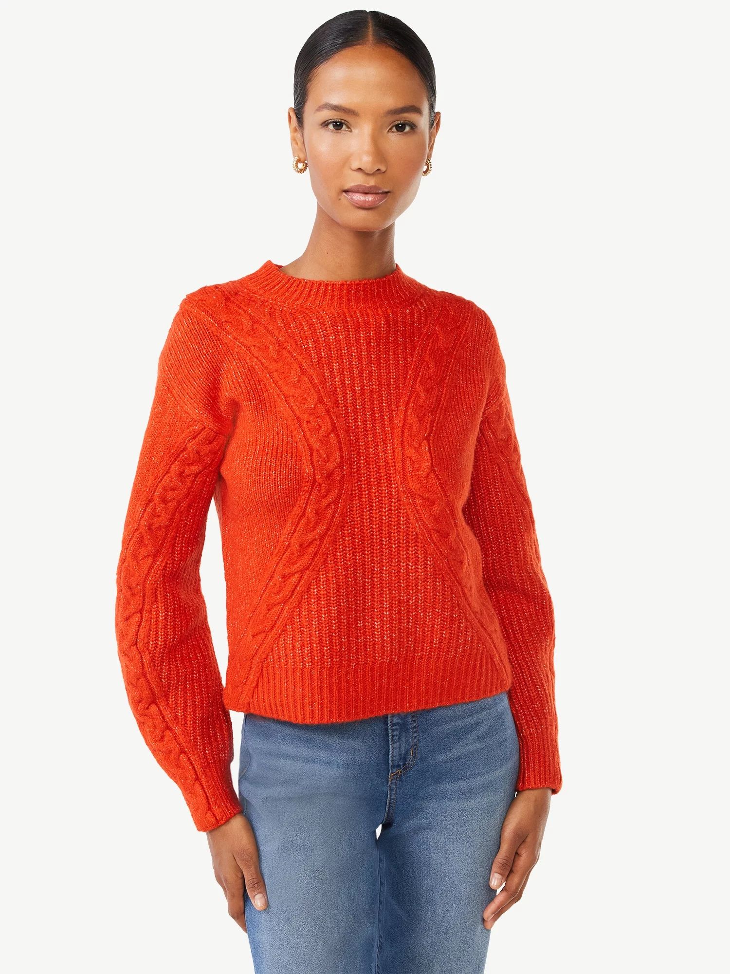 Scoop Women's Textured Cable Knit Sweater | Walmart (US)