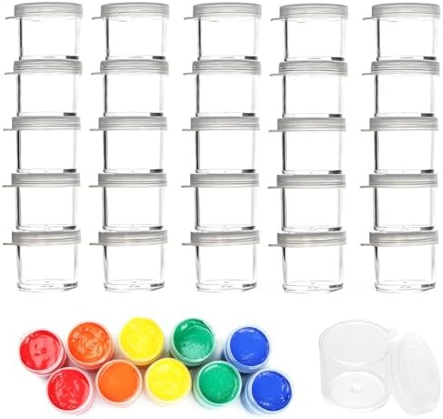 25 Pcs Paint Pots with Lids, Clear Empty Storage Paint Containers,Paint Containers with Lids for ... | Amazon (US)