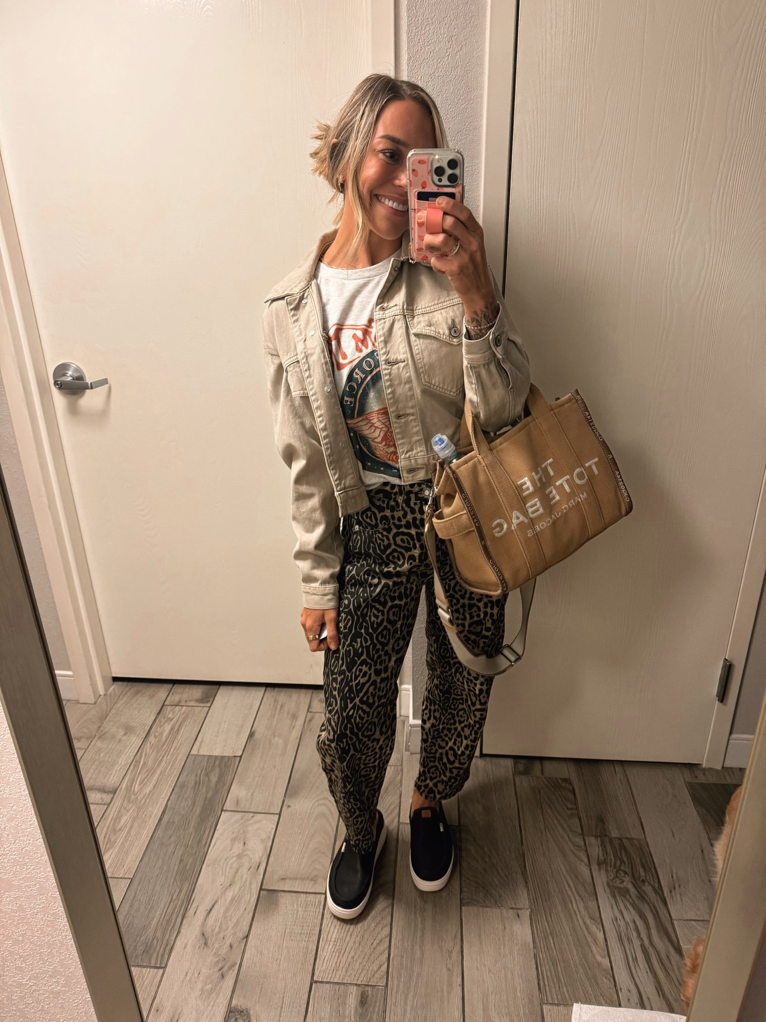 Brewery fit yesterday🤎🍻 LOVE the mix of textures & neutrals! 

My MM tee is super old, S in Abercrombie jacket, size 2 in Amazon barrel jeans & tts for the slides! 

Casual / comfy / cute / cheetah print / styling inspo / spring fit / ootd / amazon fashion / marc Jacob’s / hey dude / Holley Gabrielle 

#LTKStyleTip #LTKPetite #LTKFindsUnder100