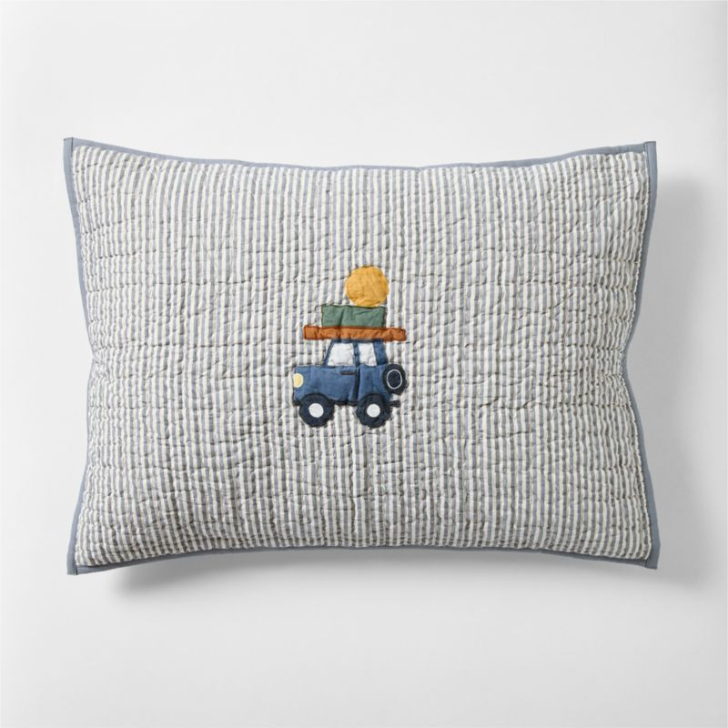 Wheely Cool Embroidered Kids Pillow Sham | Crate & Kids | Crate & Barrel