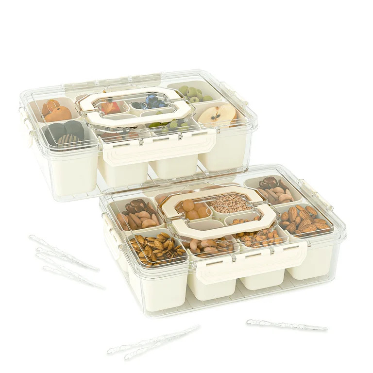 LLMRR Snackle Box Container, Divided Serving Tray with Lid and Handle, Portable Clear, 8 Compartm... | Walmart (US)