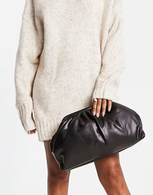 River Island ruched clutch bag in black | ASOS | ASOS (Global)
