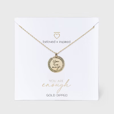 Beloved + Inspired Gold 'You Are Enough' Disc Chain Necklace - Gold | Target