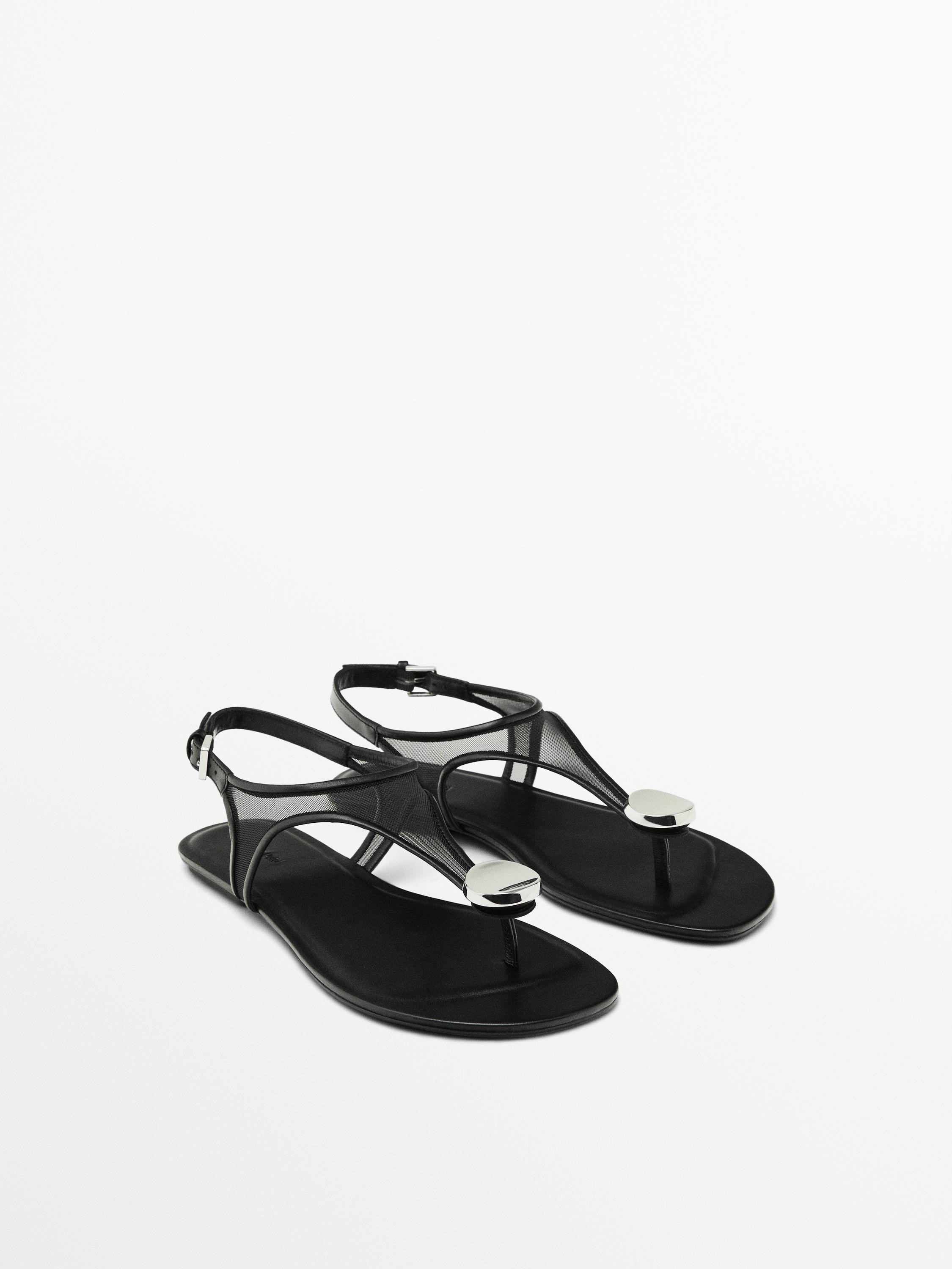 Mesh sandals with rhinestone detail | Massimo Dutti UK