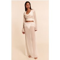 White Chiffon Low Rise Maxi Beach Skirt | PrettyLittleThing US