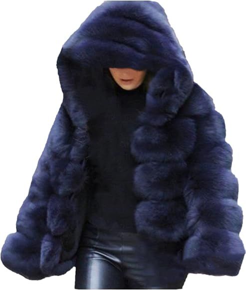 Lisa Colly Women Winter Coat Jacket Luxury Faux Fox Fur Coat Slim Long Sleeve Collar Coat Faux Fu... | Amazon (US)