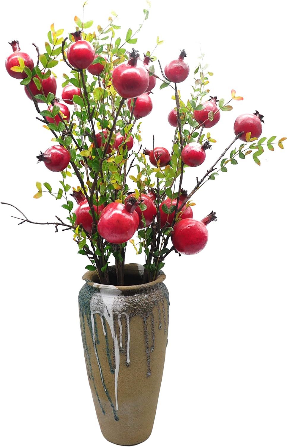 JD Artificial Plants 3PCS 26 Inch Artificial Pomegranate Branches Fake Greenery Plants Twig Picks... | Amazon (US)