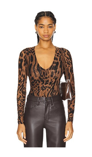 Mesh Bodysuit in Warped Leopard004 | Revolve Clothing (Global)