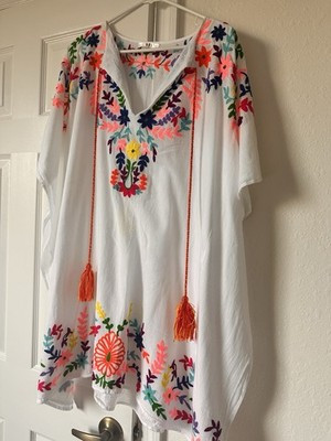 Floral Tunic Summer Bathing Suit Cover Up Beach Dress Women's Size Medium | eBay | eBay US
