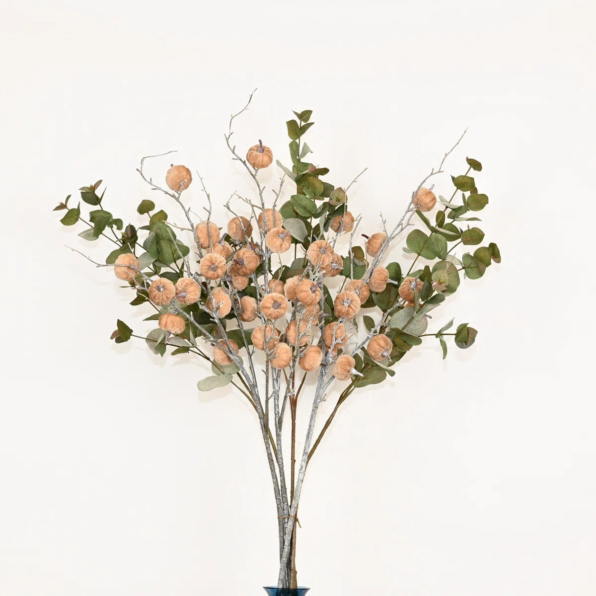 Artificial Farmhouse Pumpkin Fall Thanksgiving Floral Arrangement For Vase Filler, Greenery Eucal... | Wayfair North America