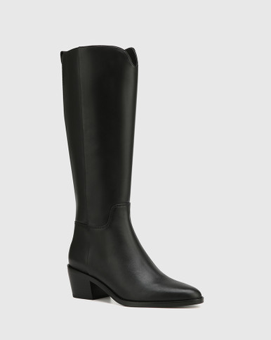 Joss Black Leather Long Boot | Wittner
