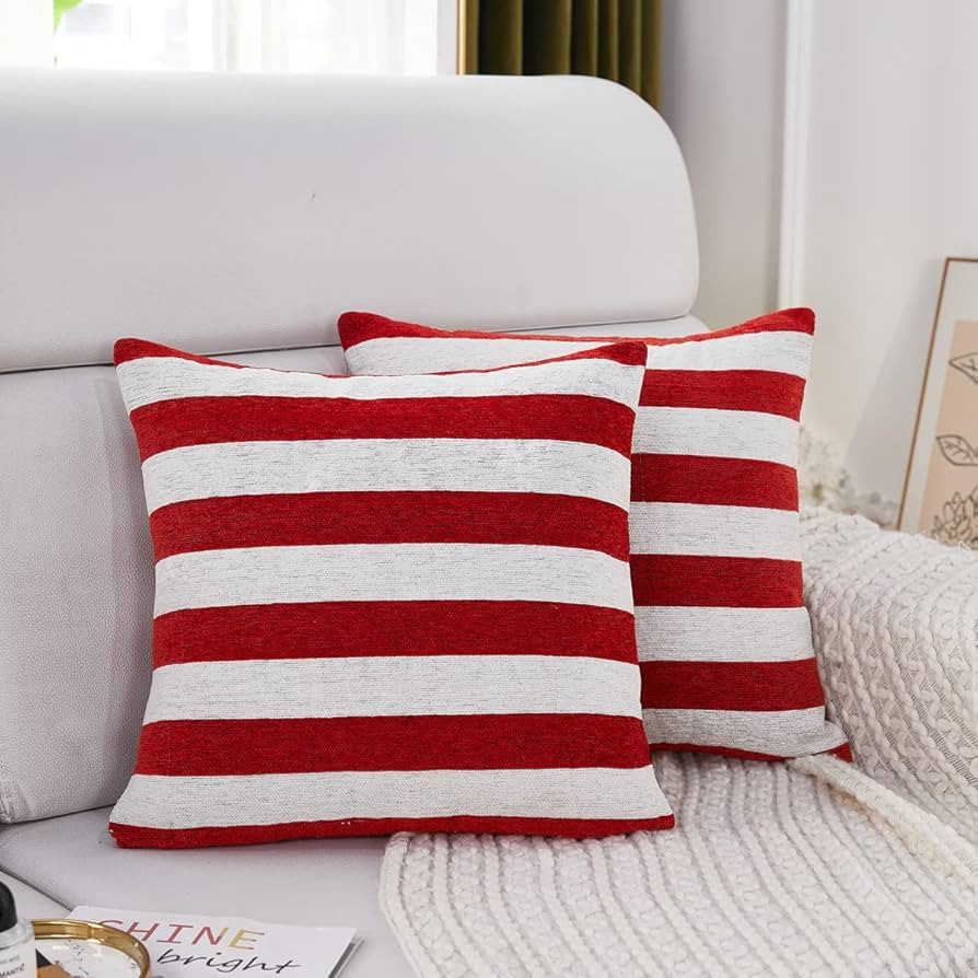Sunday Praise Set of 2 Soft Chenille Decorative Patriotic Throw Pillow Covers July 4th Stripe Acc... | Amazon (US)