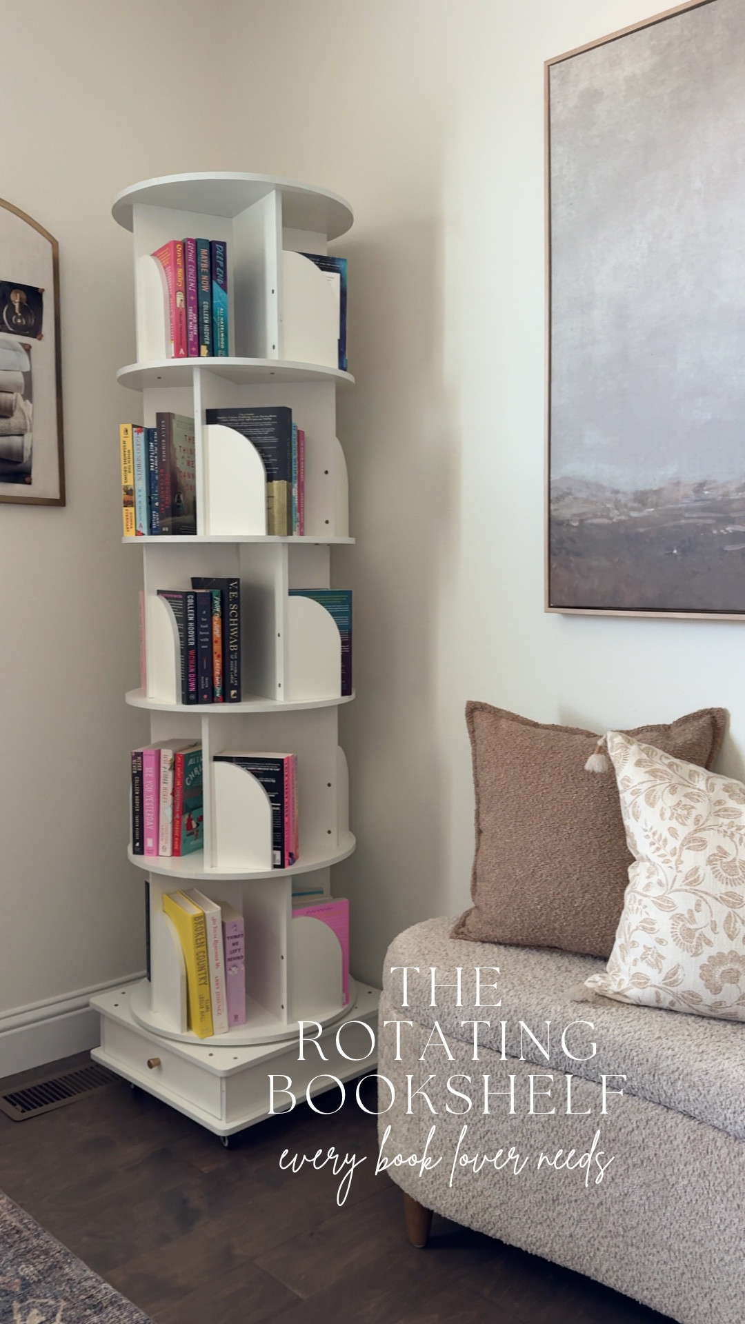 Calling all book lovers… this one’s too good. Such a smart way to store books without taking up a ton of space. It rotates 360°, so everything is easy to grab while still keeping things looking clean and styled.

Perfect for small corners but holds so much more than you’d think. It also has a hidden drawer for extra storage, plus wheels so you can easily move it around if needed!

#LTKHome
