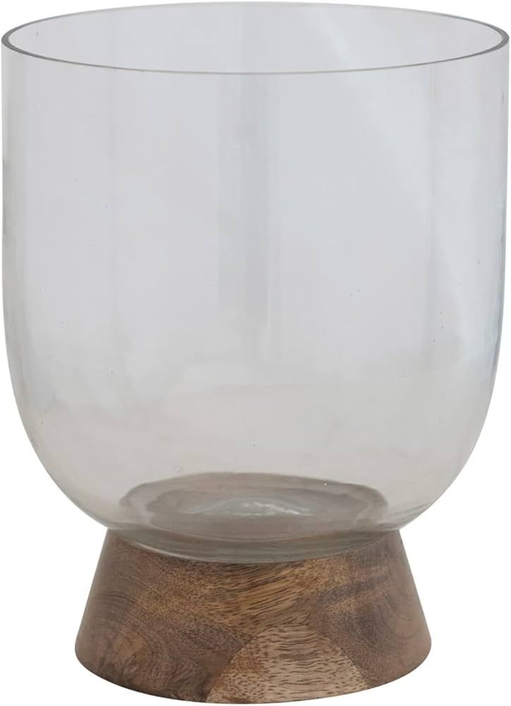 Creative Co-Op Glass Wood Base, Clear and Natural Vase | Amazon (US)