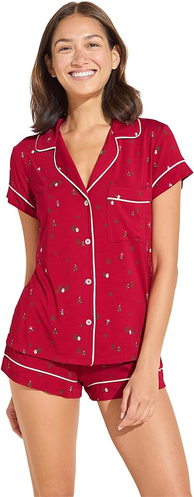 Eberjey Gisele Printed The Relaxed Short PJ Set for Women - Short Sleeves, All Over Polka Dots and Classic Folded Collar | Amazon (US)