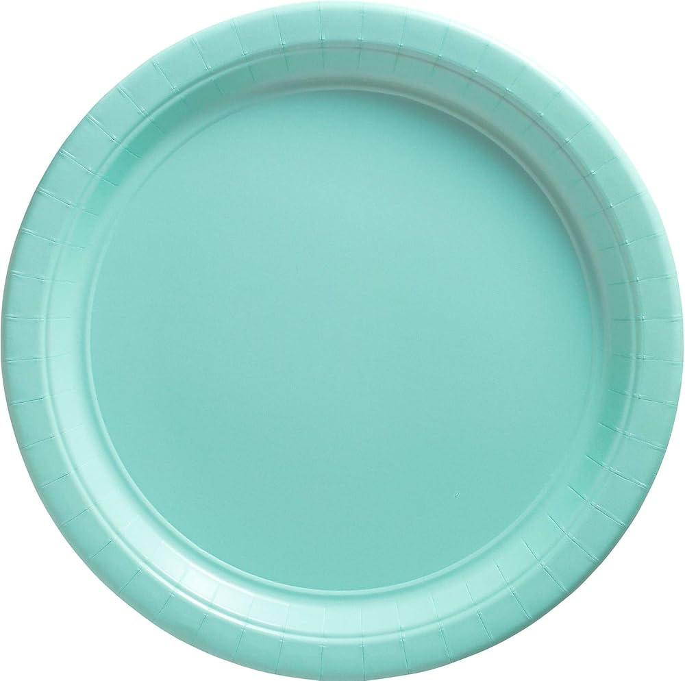 Robin's Egg Blue Round Paper Plates - 8.5" (50 Pc) - Sturdy & Eco-Friendly Party Essentials - Per... | Amazon (US)