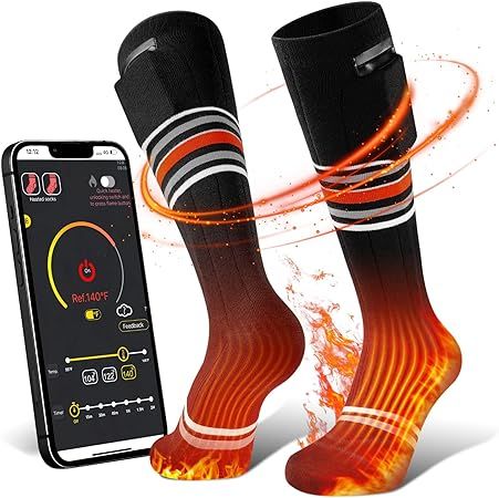Heated Socks for Men Women Rechargeable Washable,Bluetooth APP Remote Control，Electric 5000 mAh... | Amazon (US)