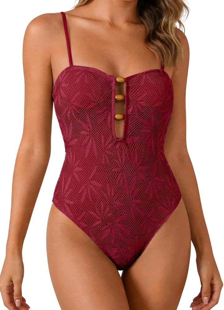 ShawGobow Cut Out One Piece Swimsuit Women,High Leg Boho Pattern Monokini Swimsuits,Cute Cruise B... | Amazon (US)